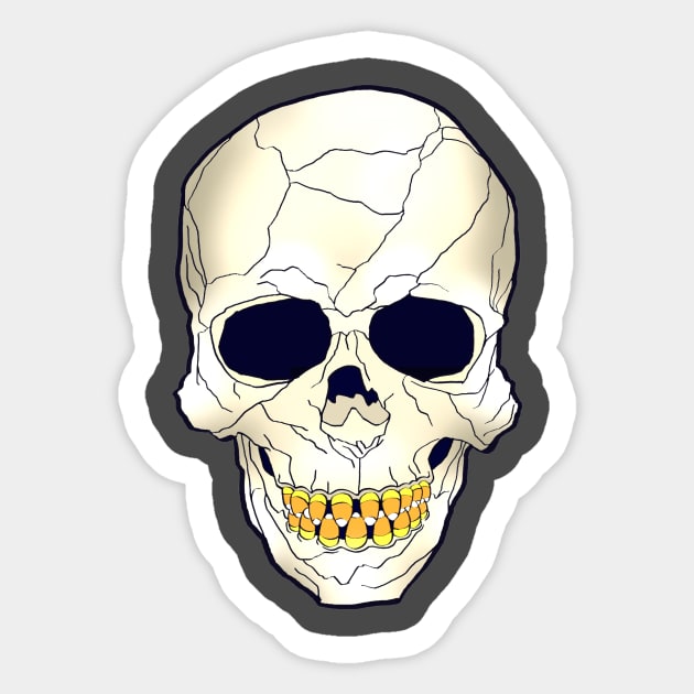 Candy Corn Skull Sticker by pencilnekarts